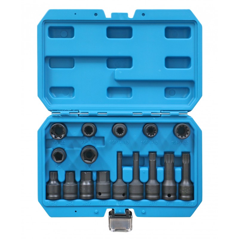 Zestaw kluczy nasadowych 16 szt do zacisków hamulcowych hex, spline