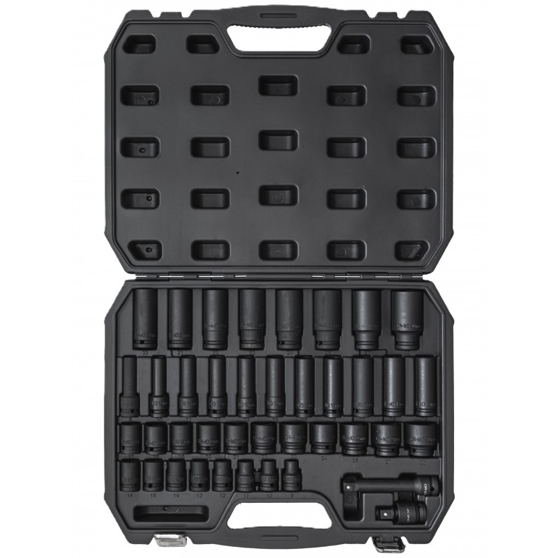 Zestaw nasadek udarowych długi, krótkie 1/2 cala 40 szt