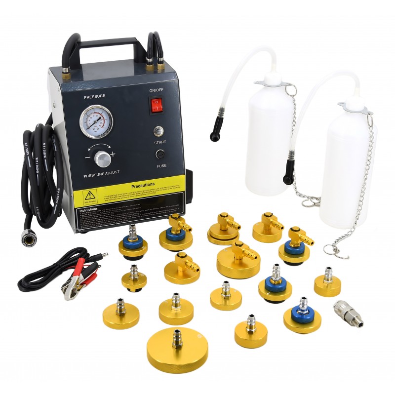 Przyrząd do wymiany płynu hamulcowego z 16 adapterami