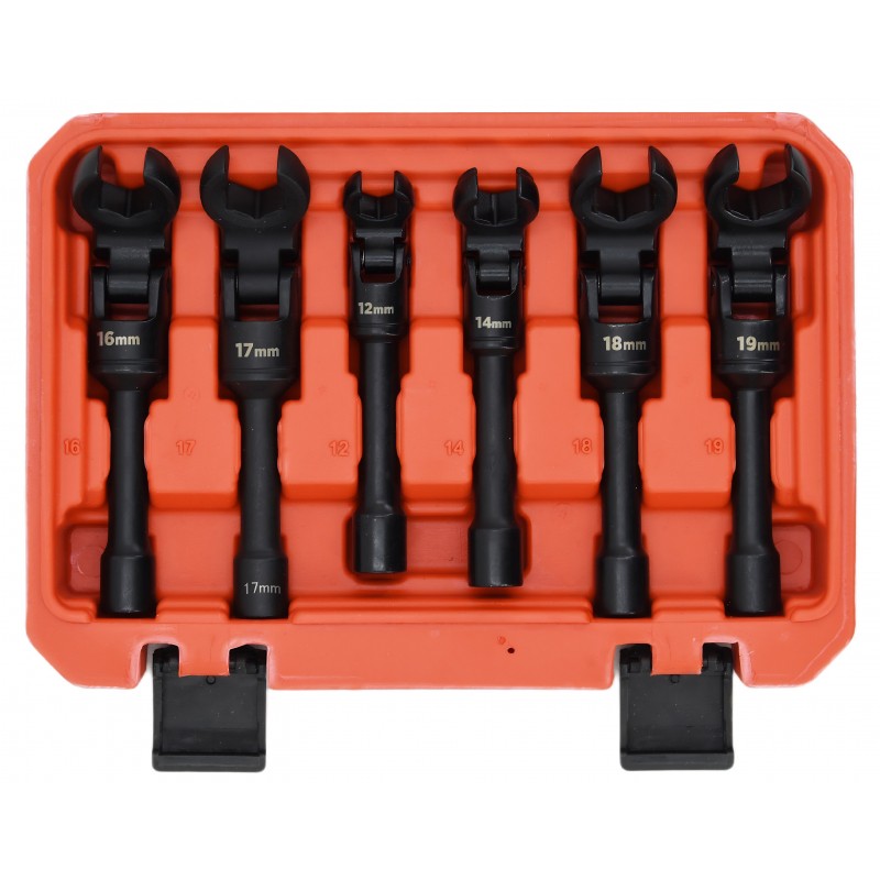 Zestaw 6 szt. kluczy przegubowych otwartych 3/8″ 12-19 mm