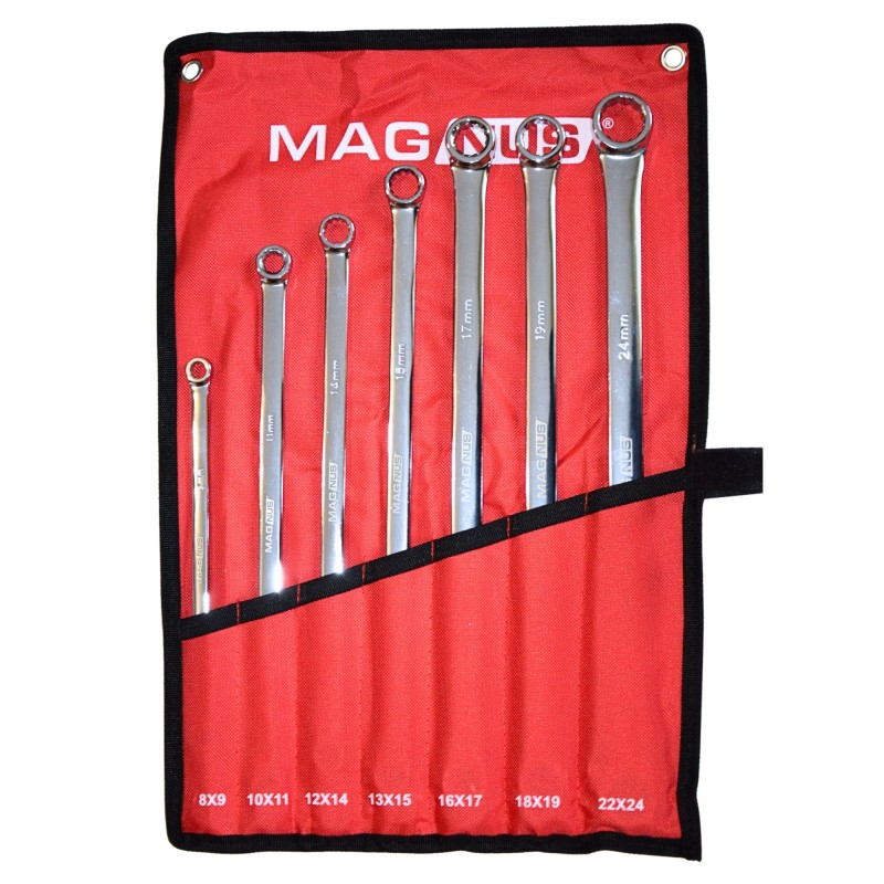 Zestaw 7 kluczy oczkowych długich do napinaczy 8-24 mm