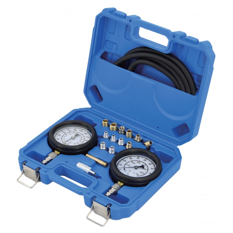 Zestaw mierników ciśnienia oleju silnika i skrzyni biegów – 17 elementów