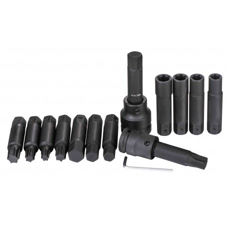 Zestaw bitów udarowych Torx, imbus 3/4 cala, 1 cal  16 elem