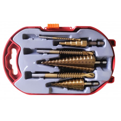 Zestaw wierteł stopniowych tytanowych 6 szt